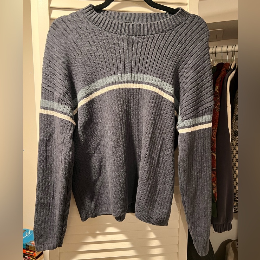 Men’s Ribbed Sweater - Blue and White